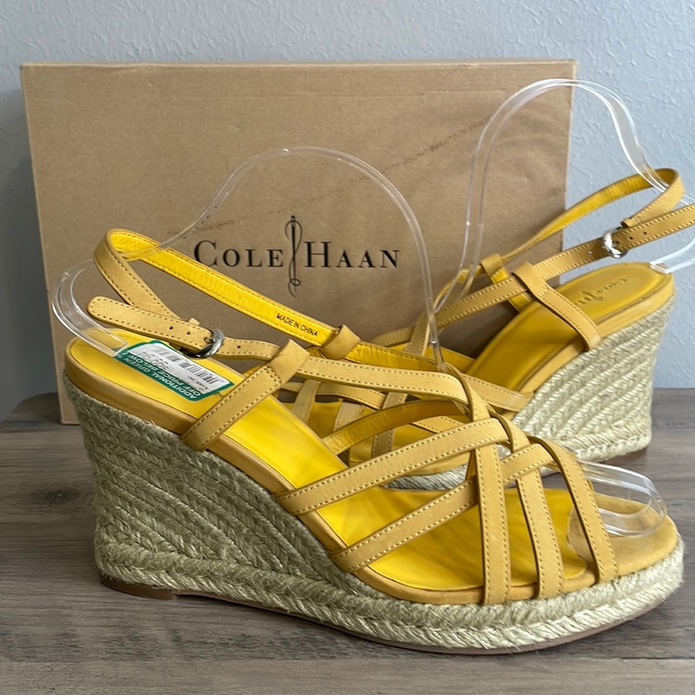 Cole Haan Meadow Strappy sandal in Sunflower Nubuck- espadrille